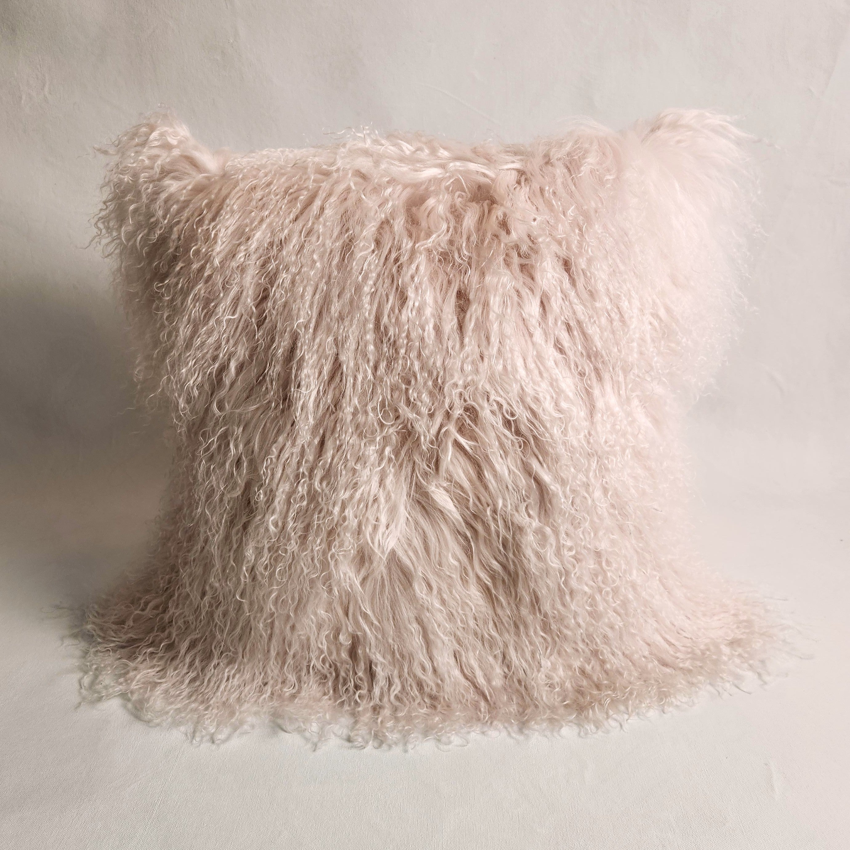 Mongolian Sheepskin Cushion - Blush