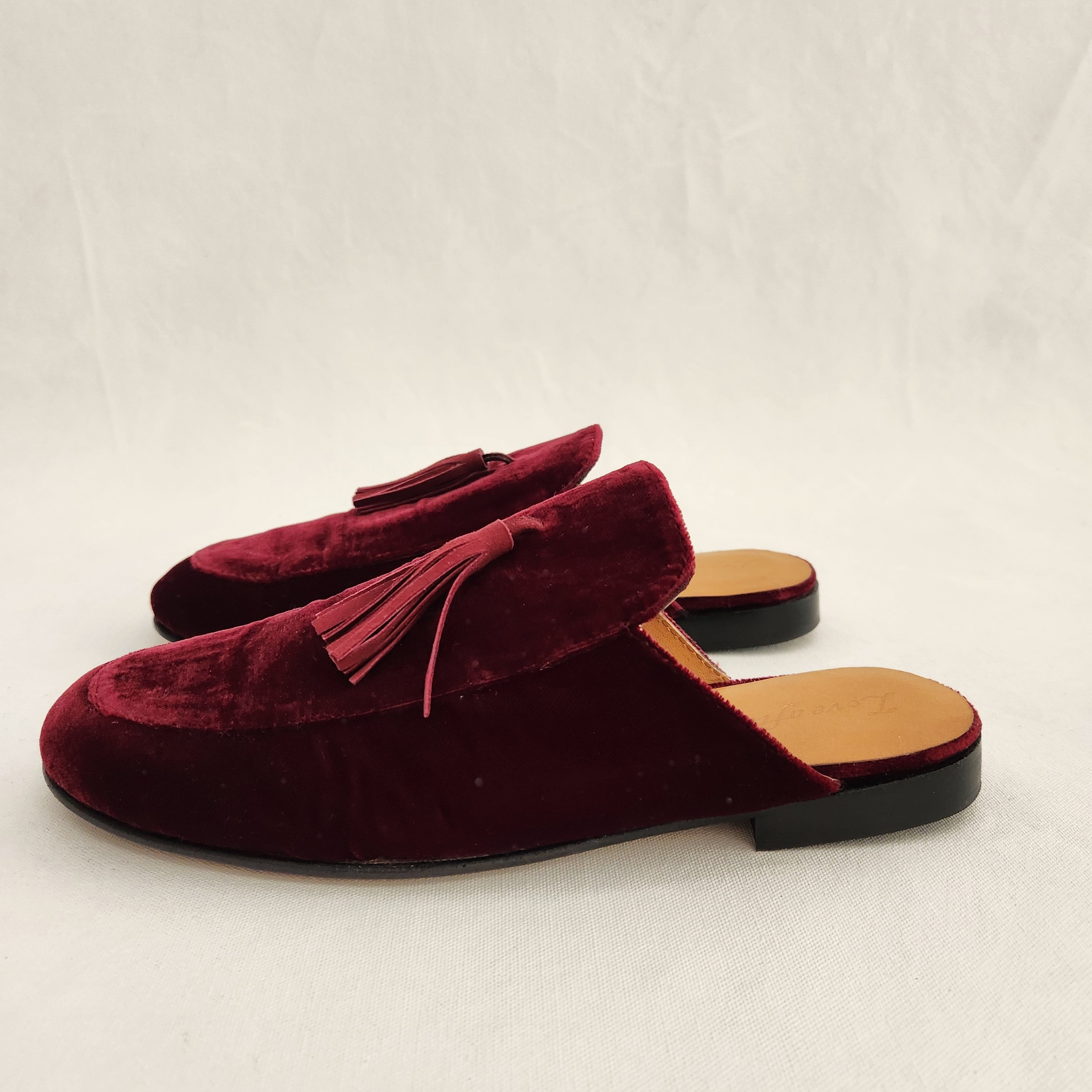 Dorothy - Ruby Velvet Babouches with Tassels