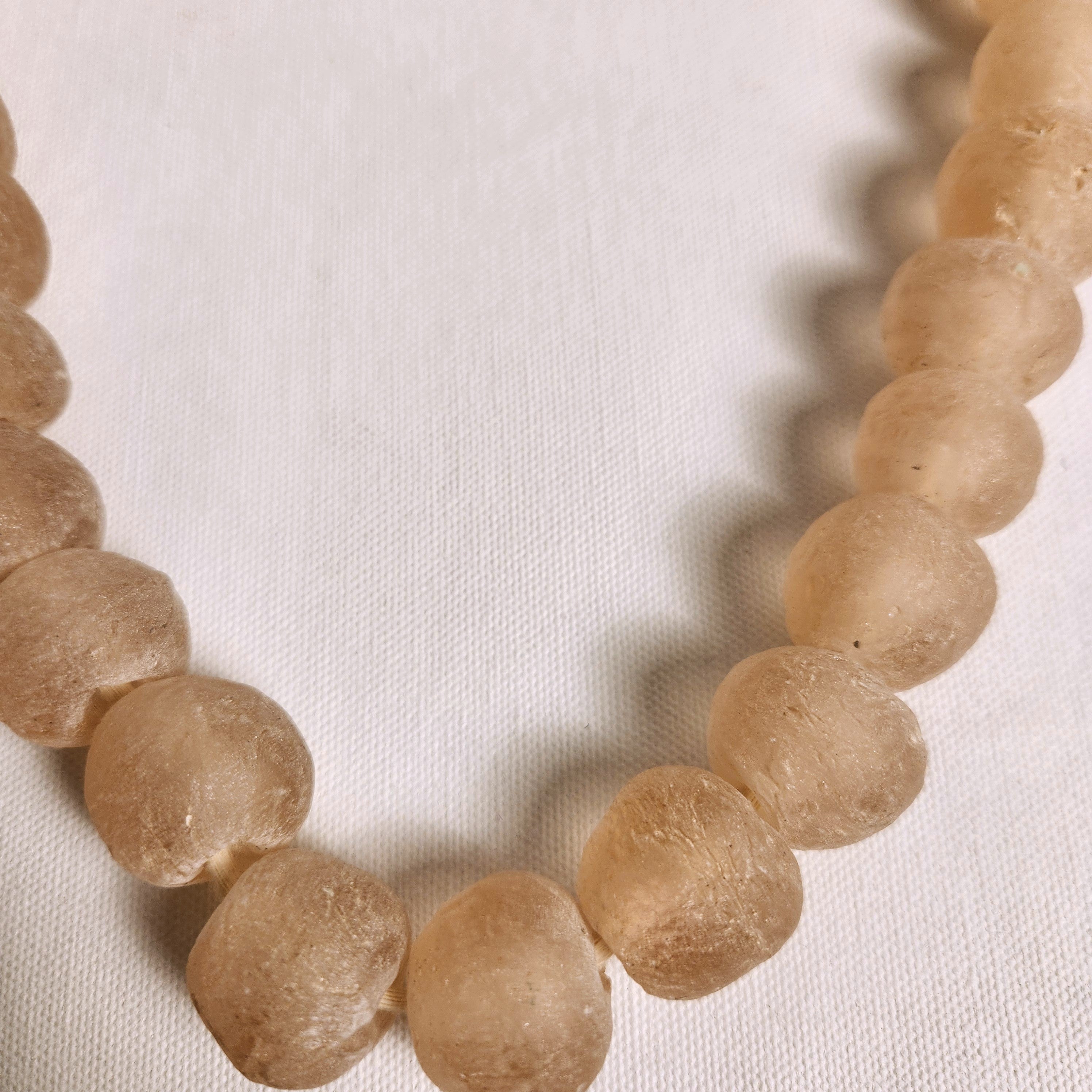 Chunky Ghanaian Glass Bead Garland - Soft Pink
