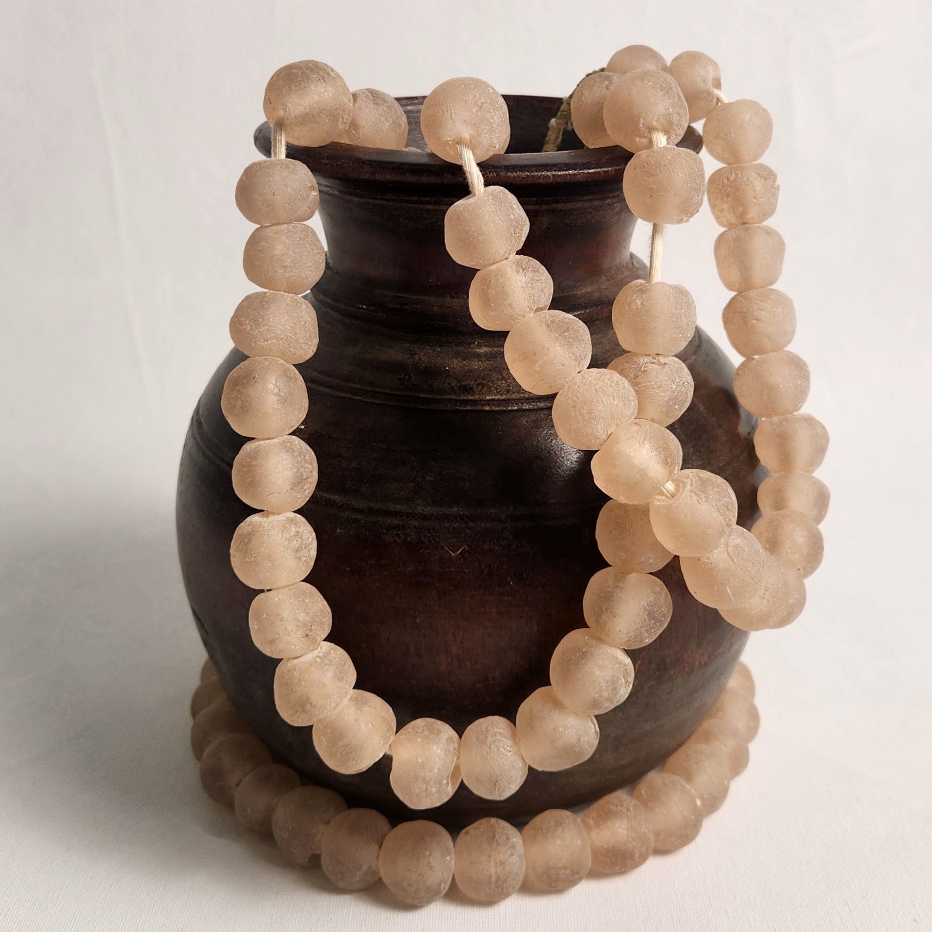 Chunky Ghanaian Glass Bead Garland - Soft Pink
