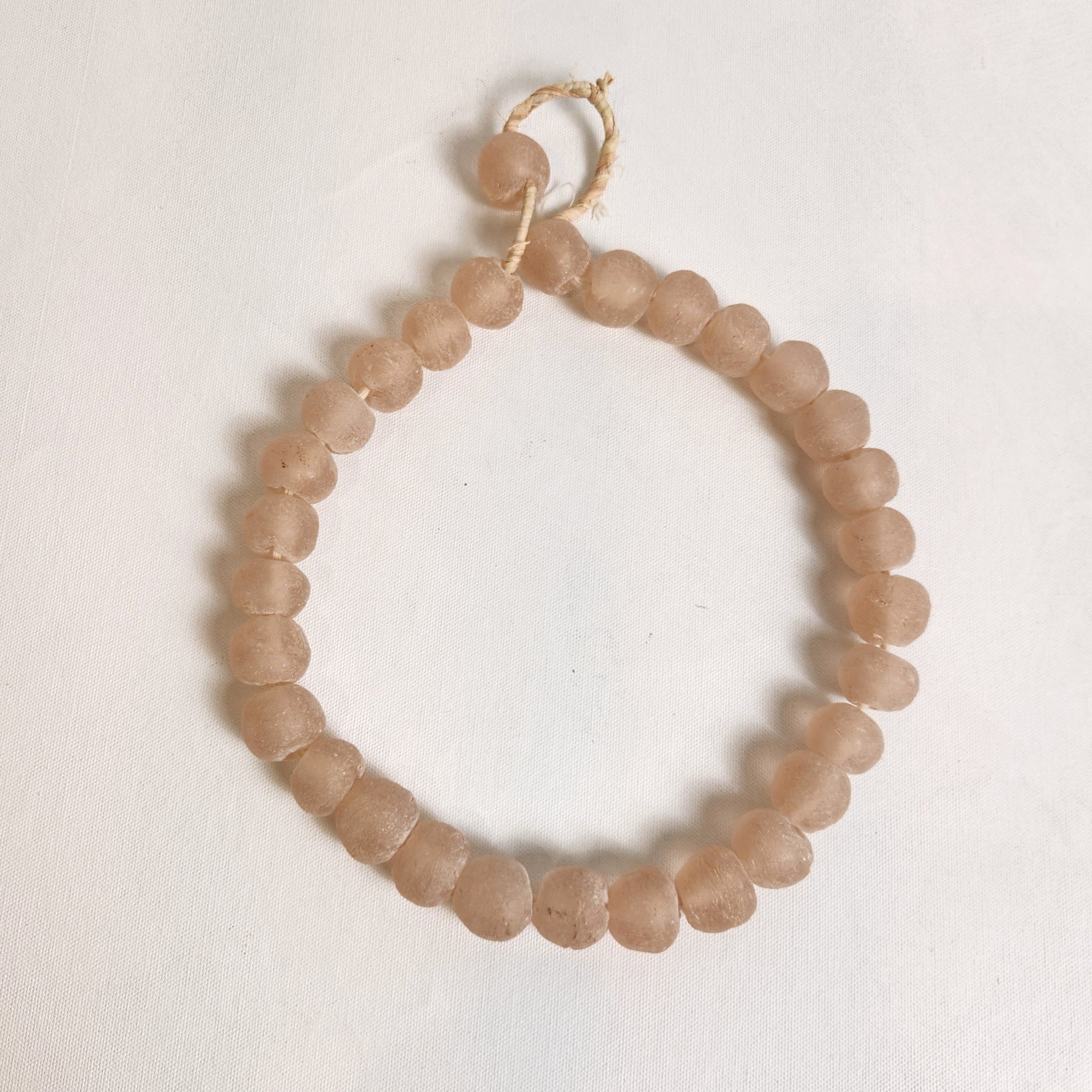Chunky Ghanaian Glass Bead Garland - Soft Pink