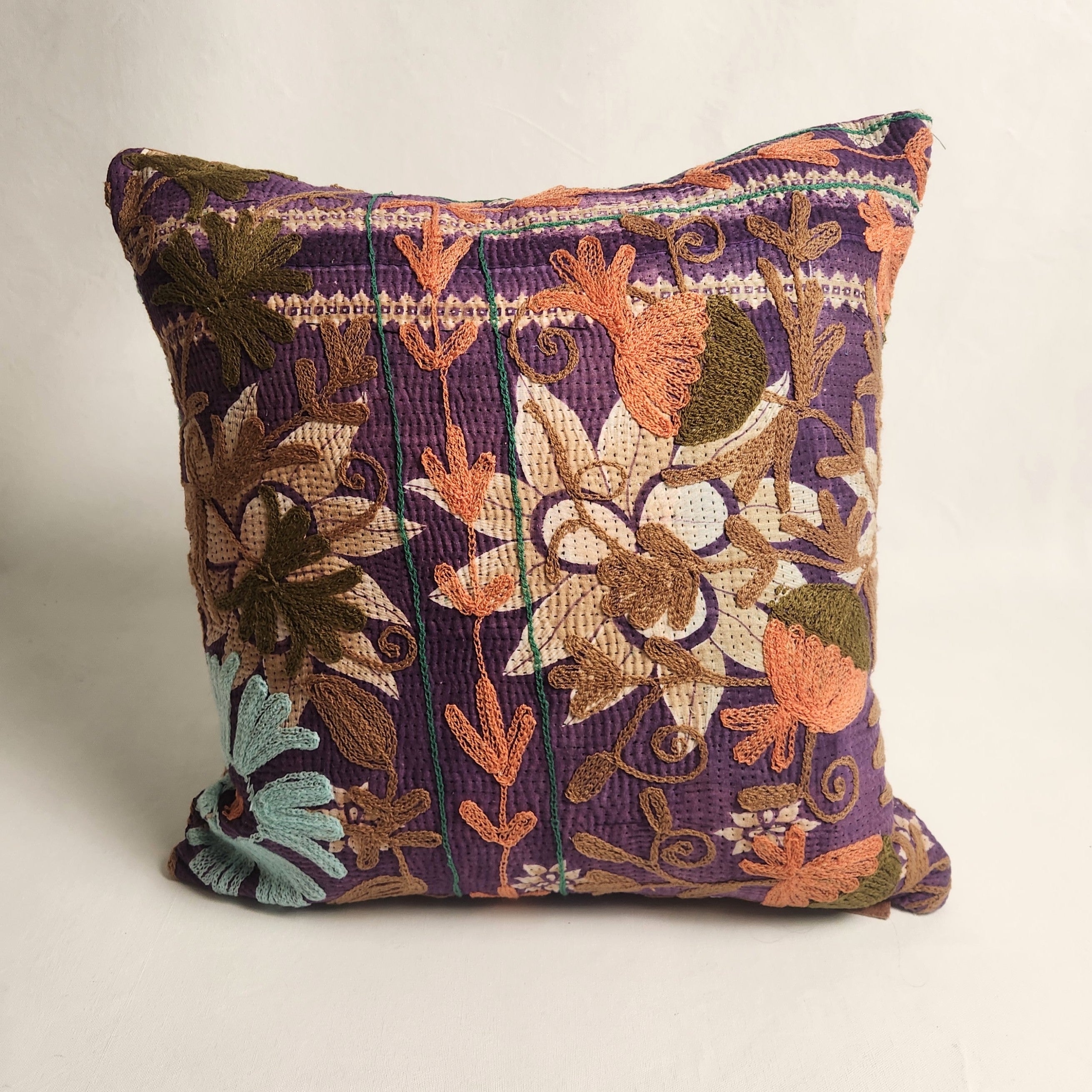 Suzani Cushion #34 - Purple, brown , Orange 50x50