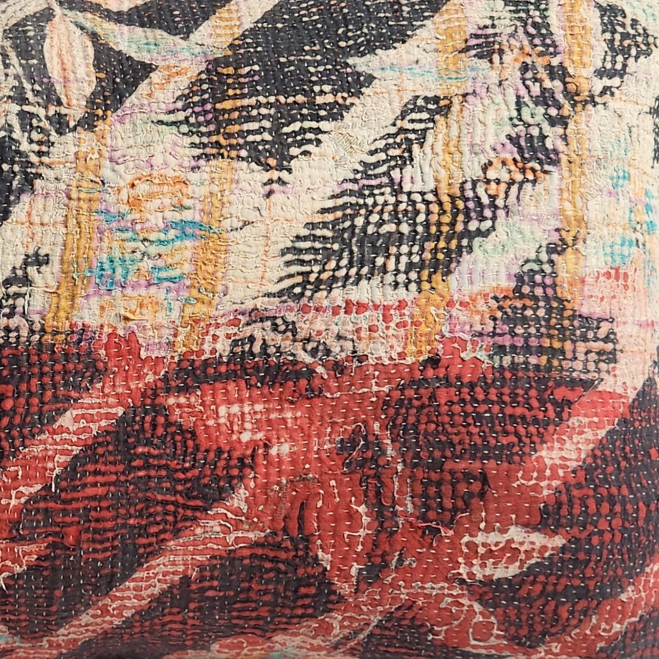 Suzani Cushion #27 - Coral, Grey, Cream 60x40