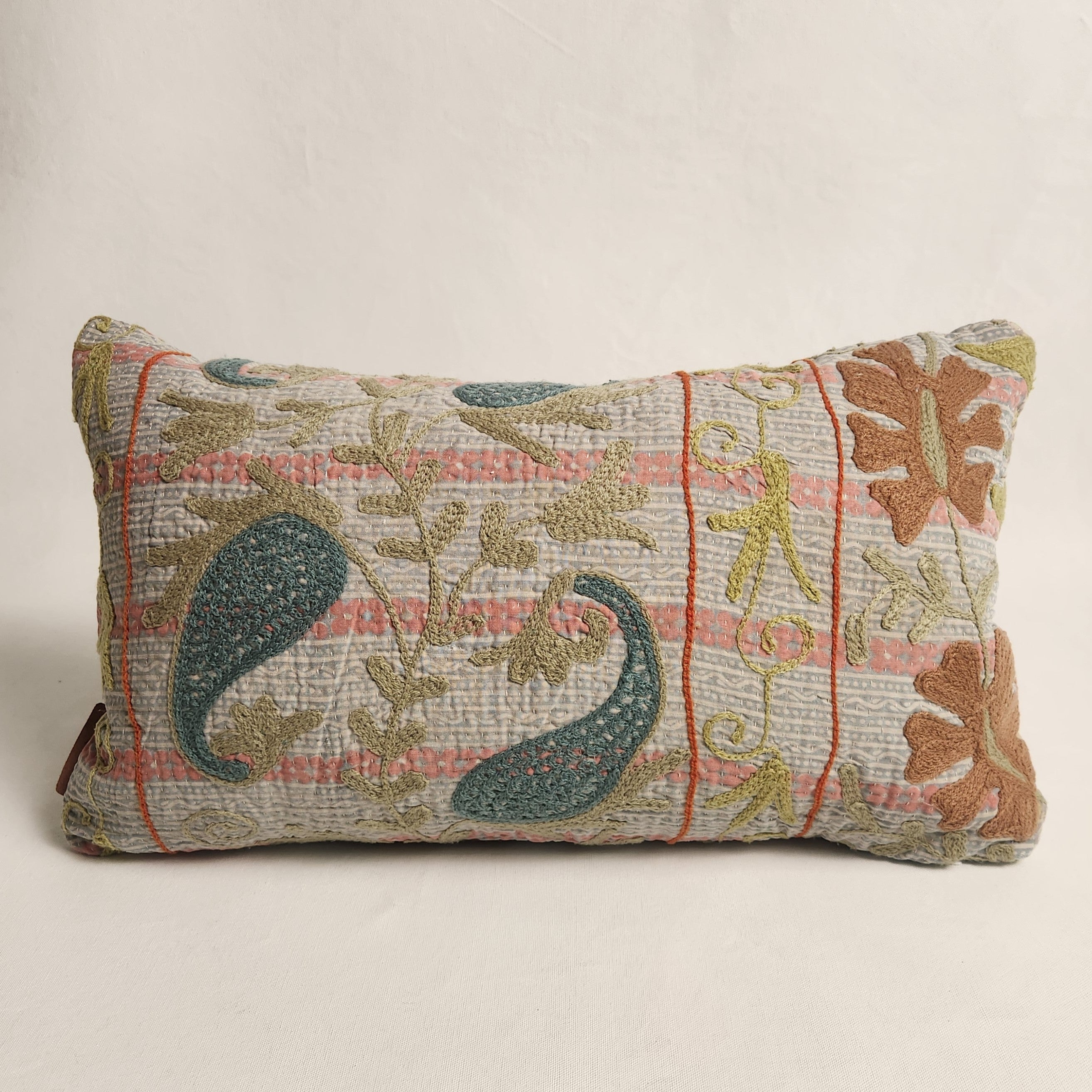 Suzani Cushion #30 - Pink, Brown , Teal 30x50