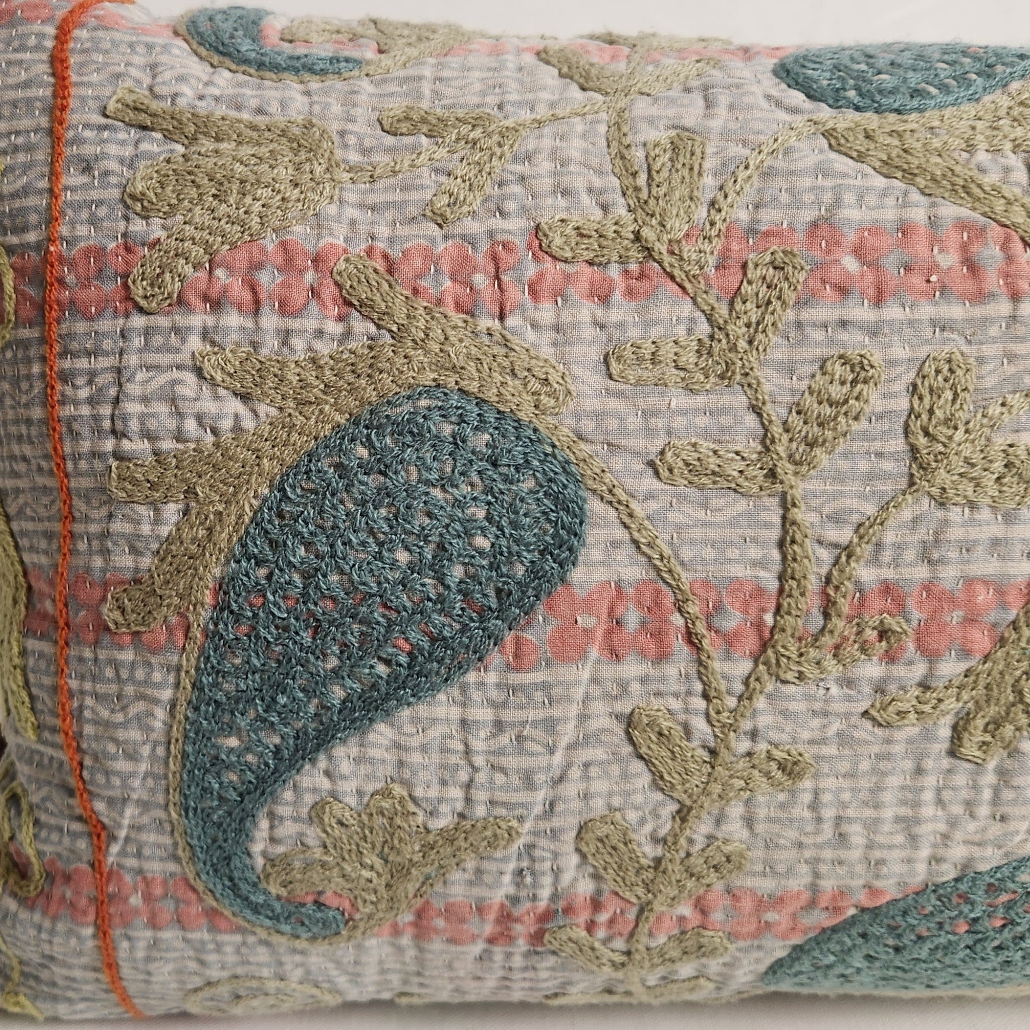 Suzani Cushion #30 - Pink, Brown , Teal 30x50