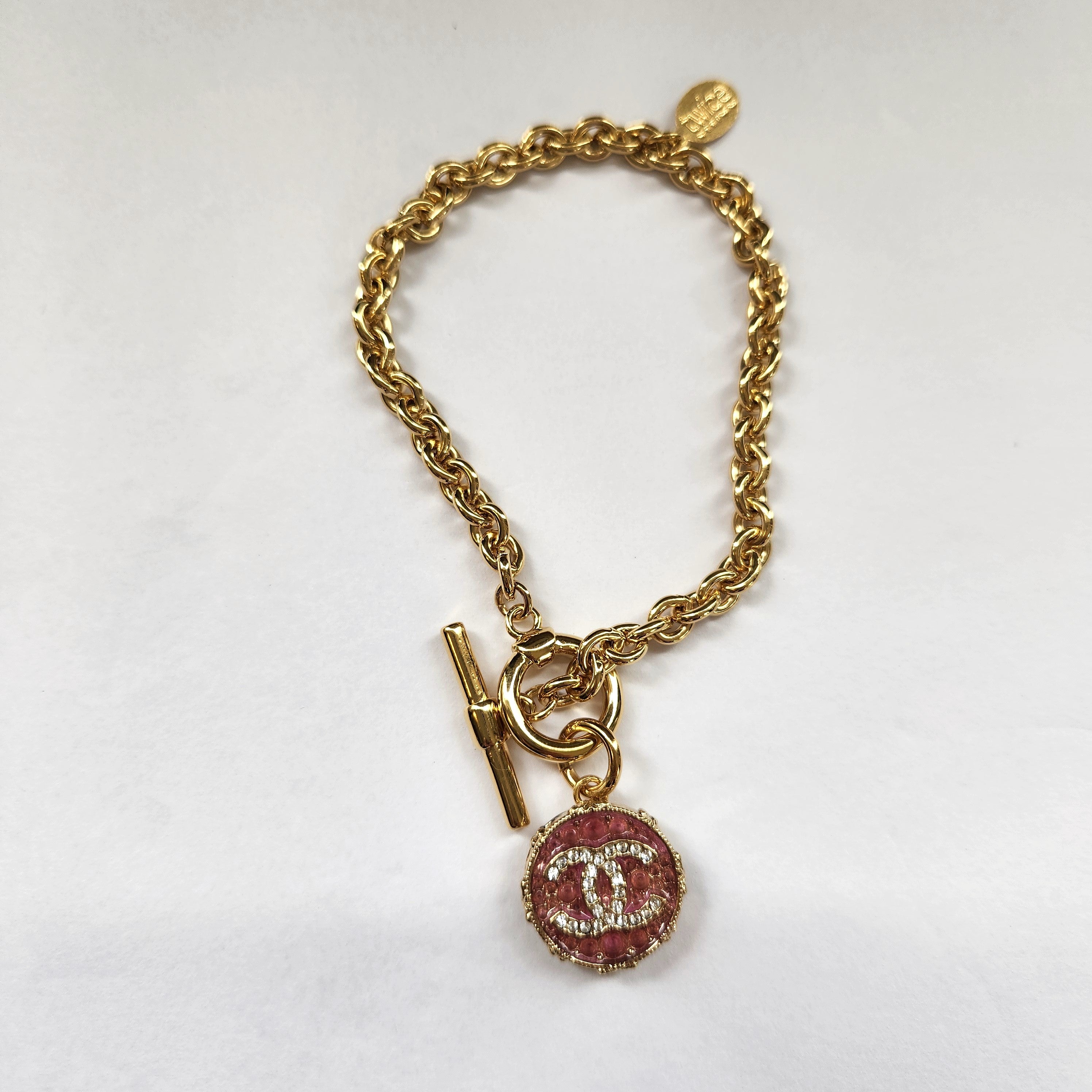 Pink Diamante T Bar Bracelet