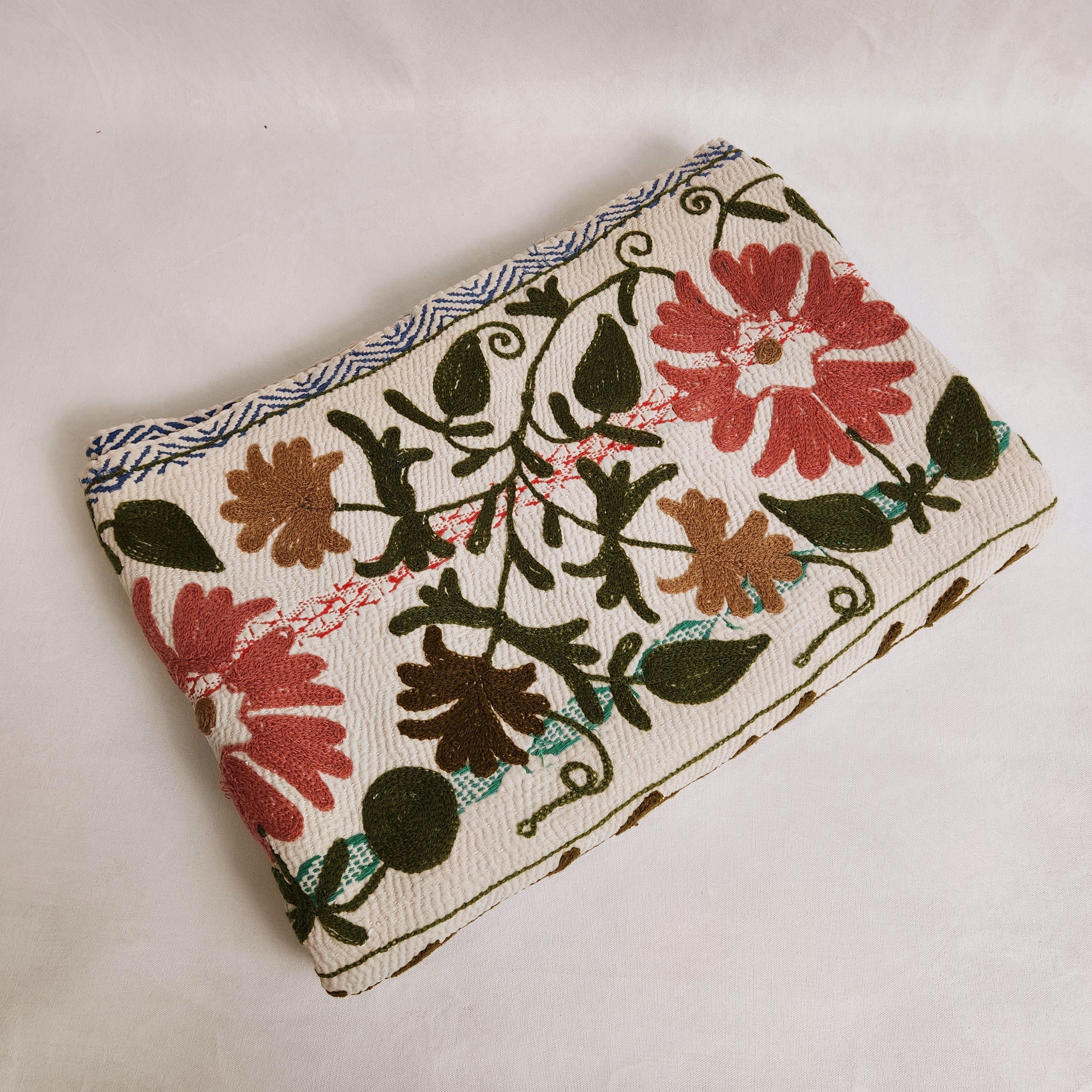 Vintage Suzani Kantha Throw - Pink & Olive