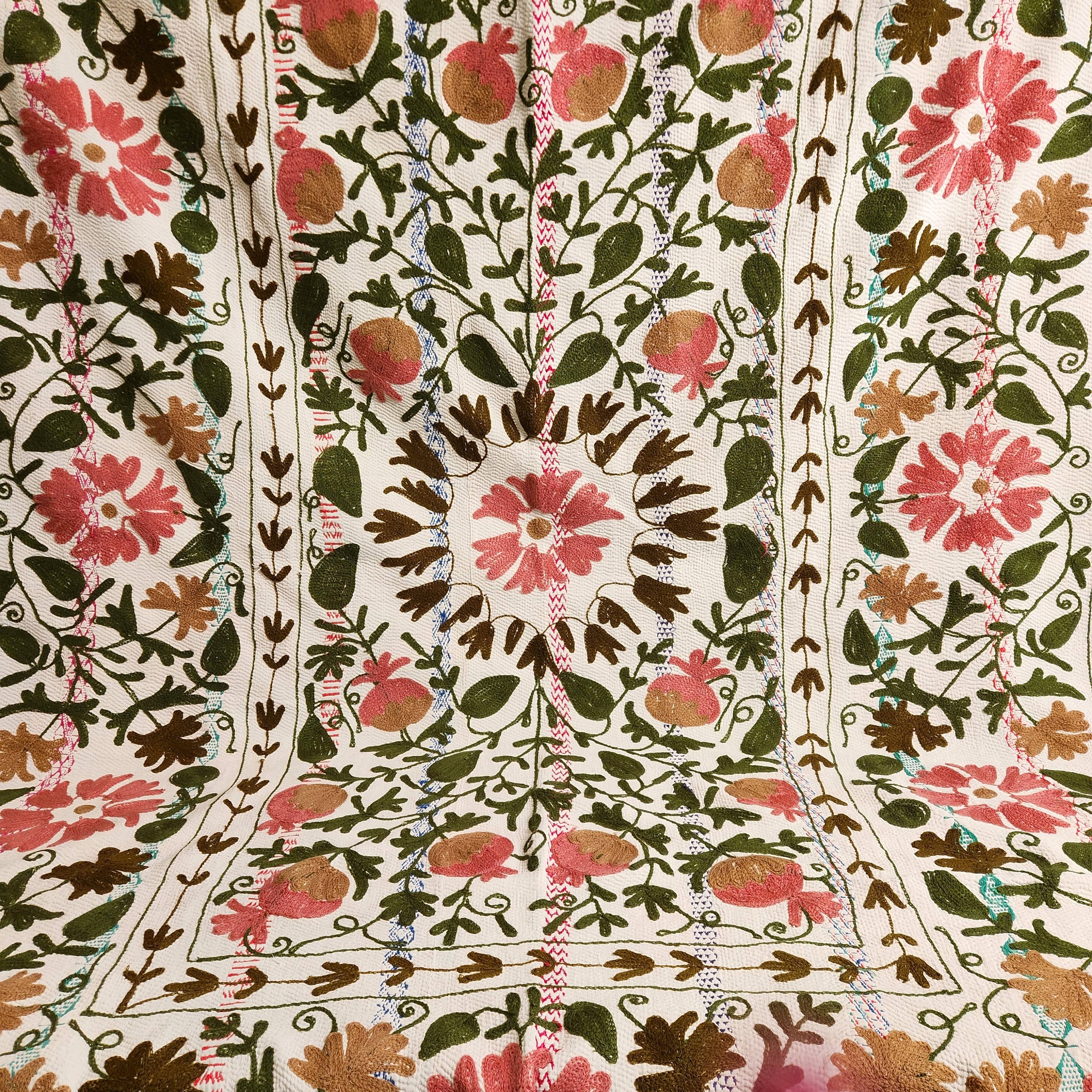 Vintage Suzani Kantha Throw - Pink & Olive