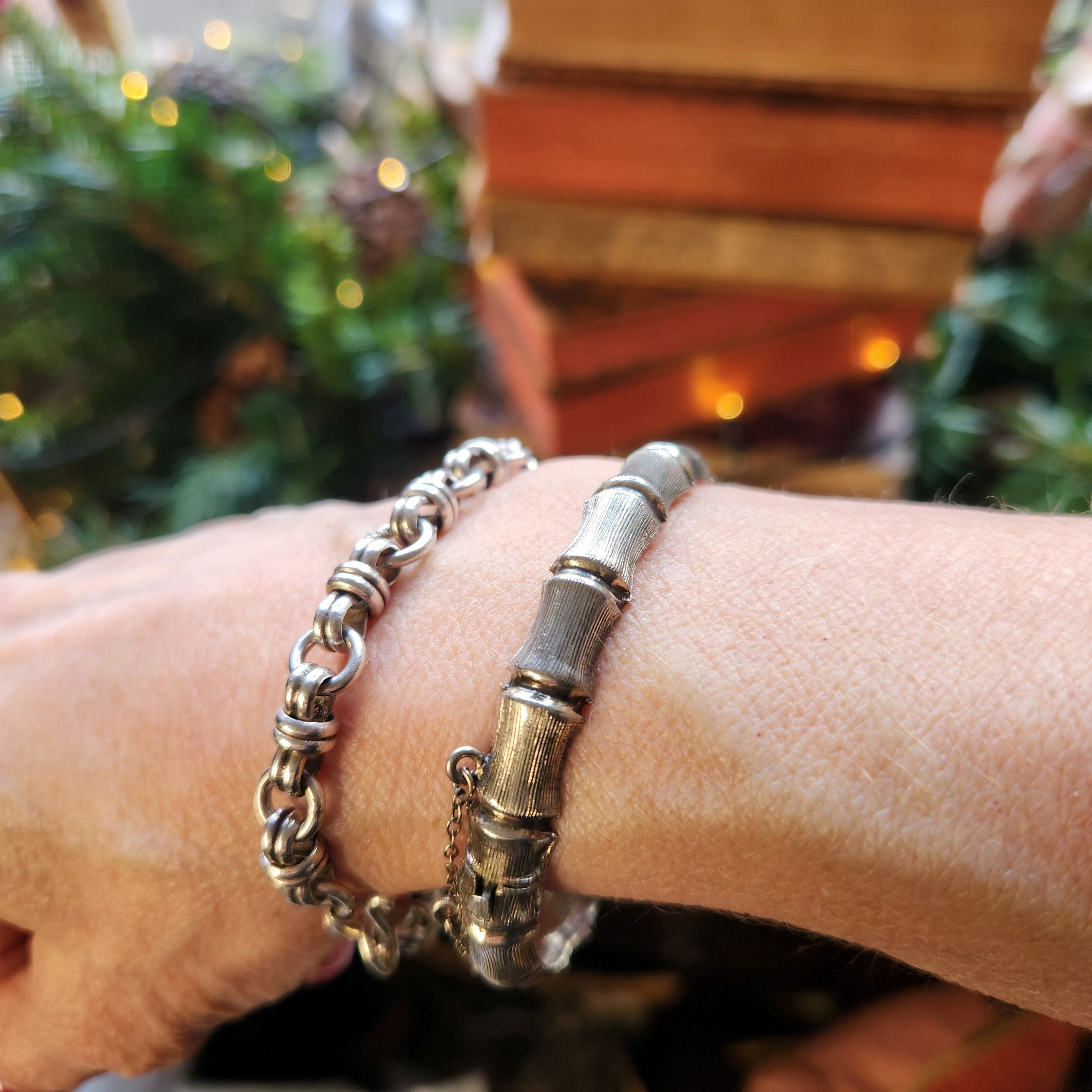 Vintage Sterling Silver Bamboo Bangle