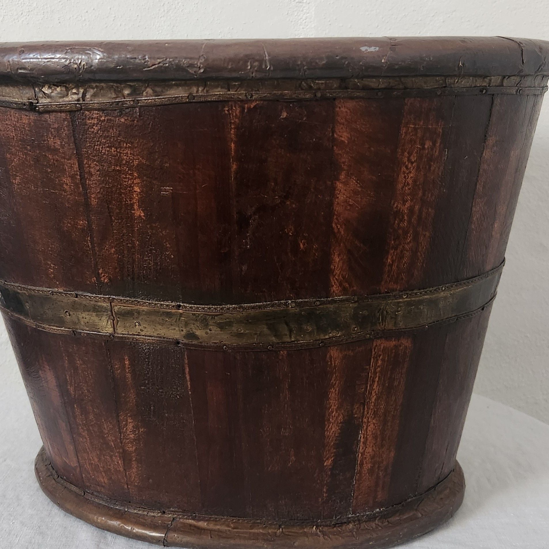 Vintage Wooden Oval Bucket