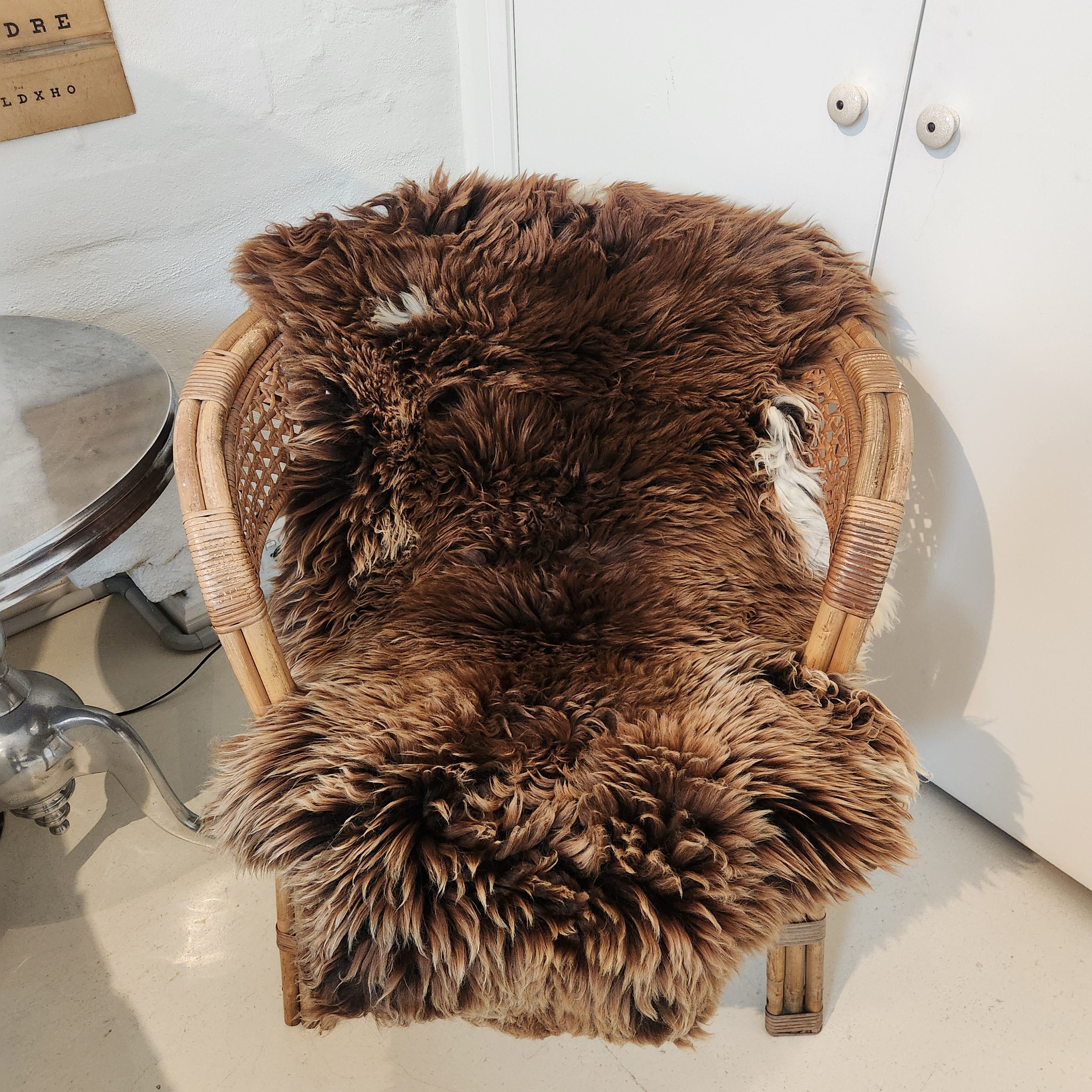 British Sheepskin - Brown with white splashes