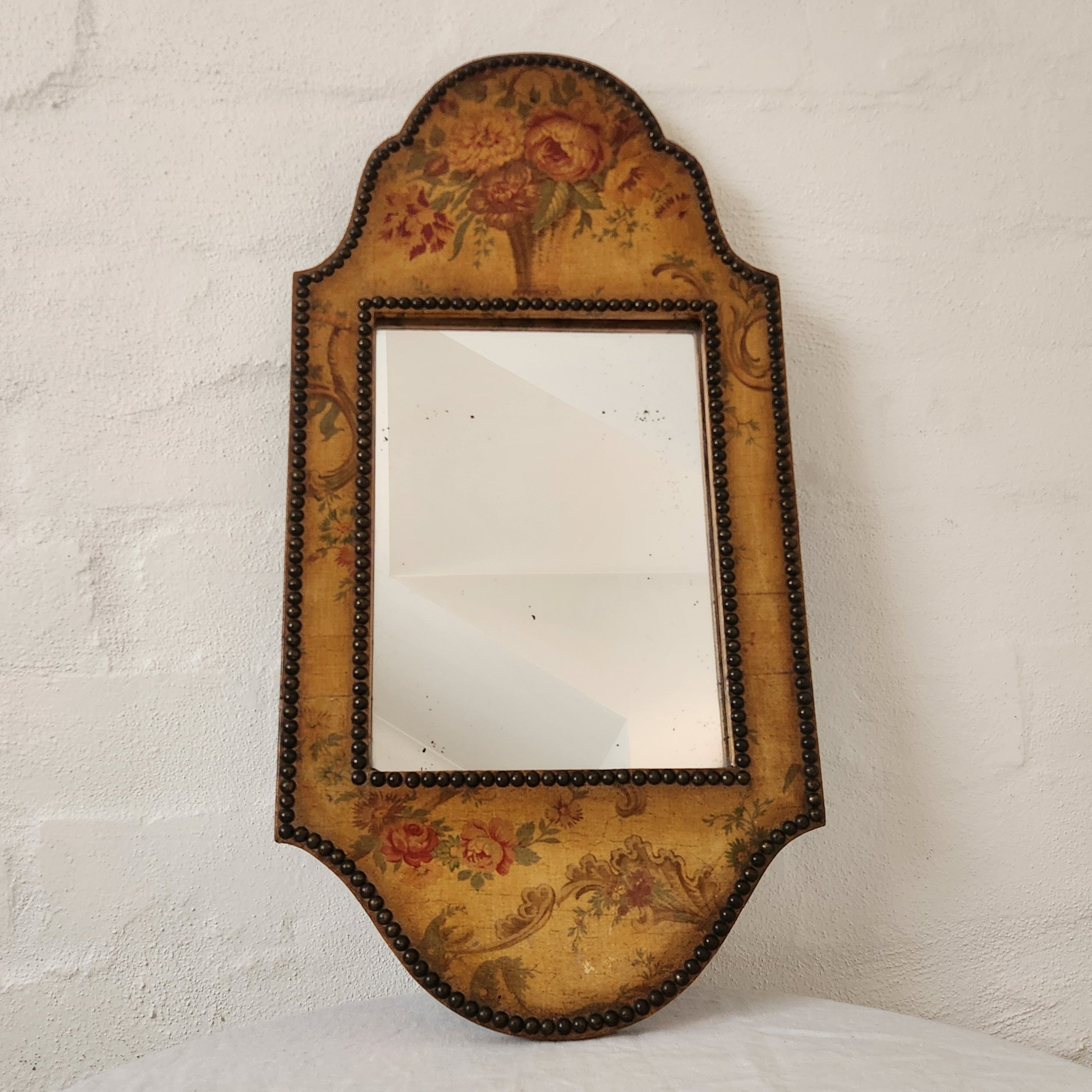 Antique Painted Wooden Mirror with Stud detail