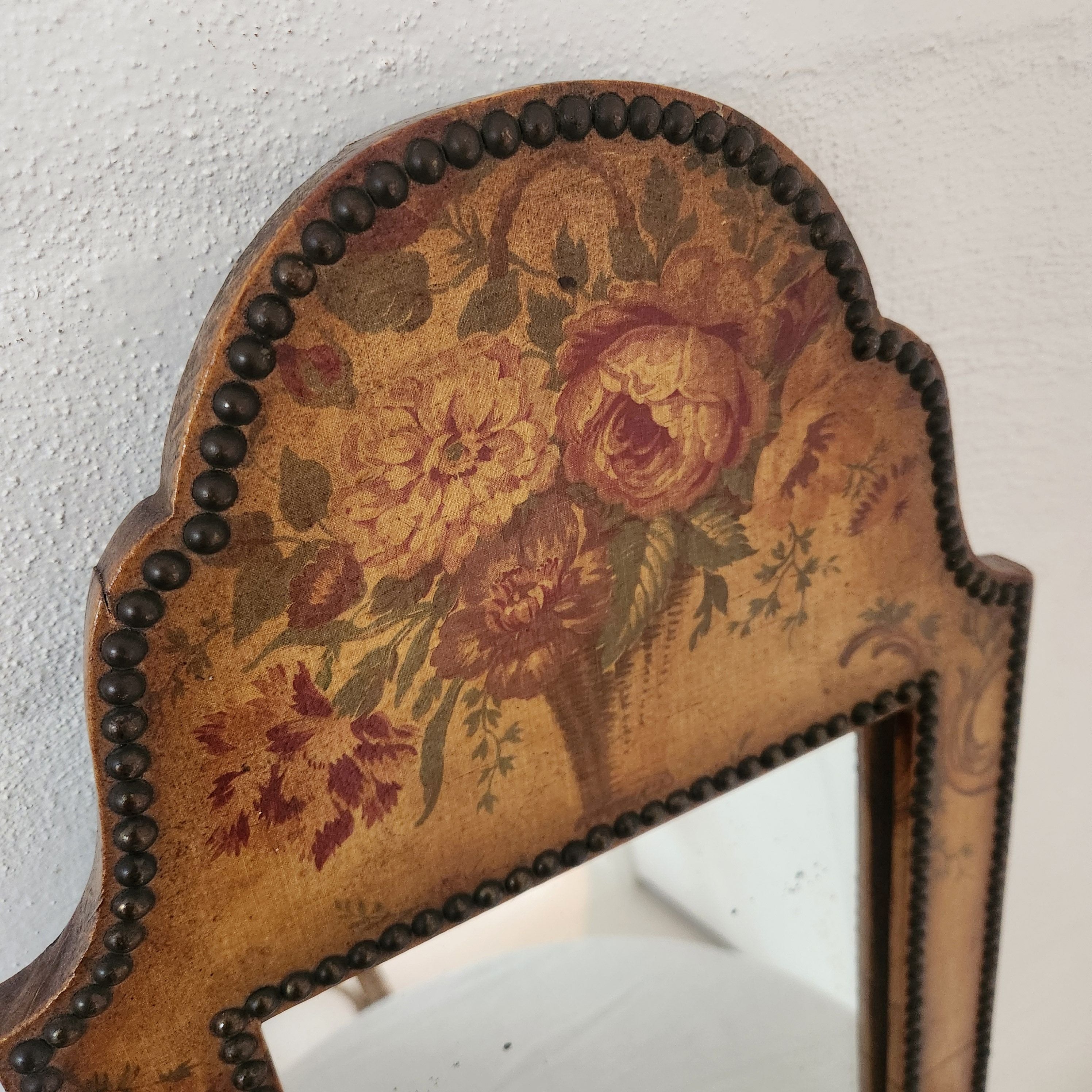 Antique Painted Wooden Mirror with Stud detail