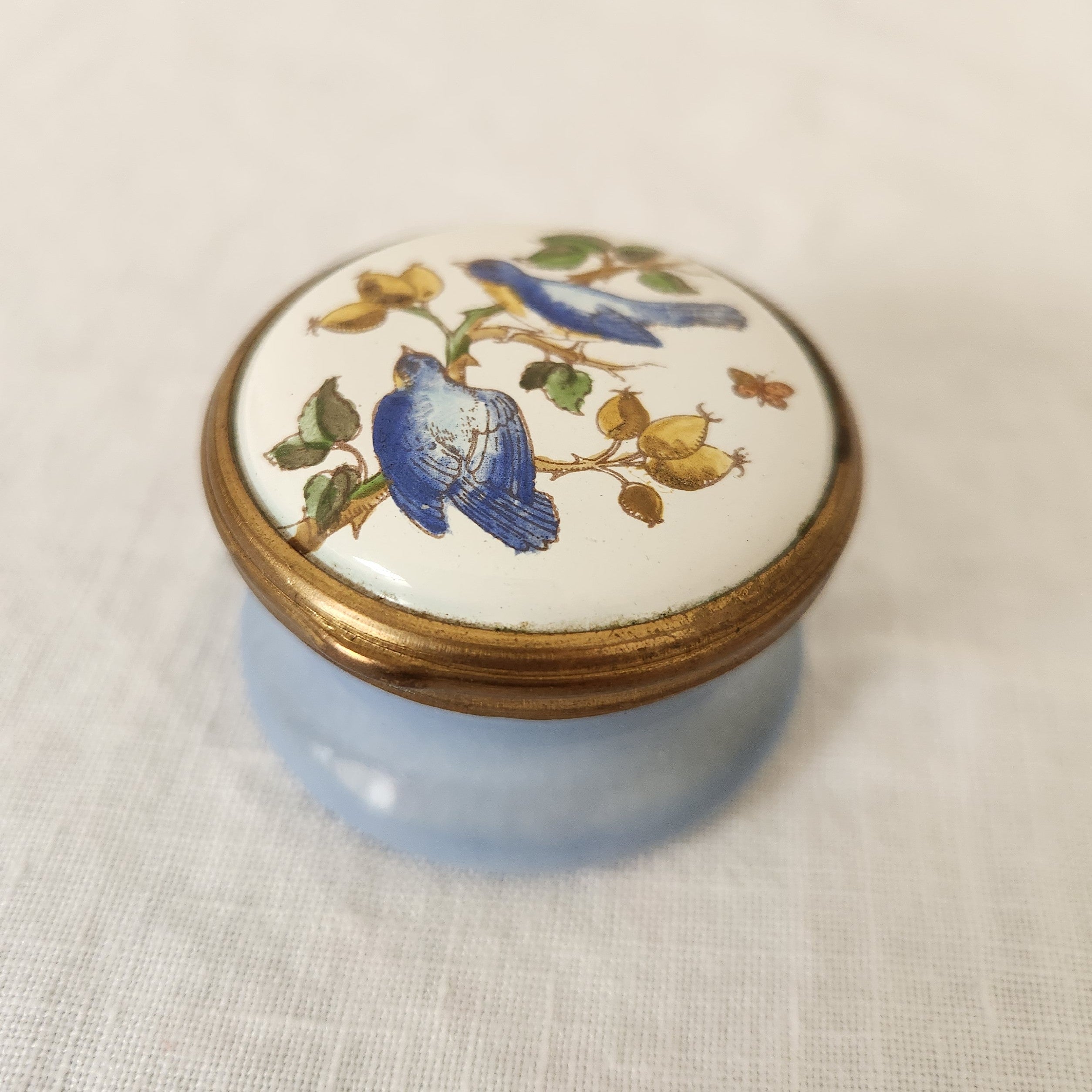 Vintage Bluebirds Hinged Ring Box