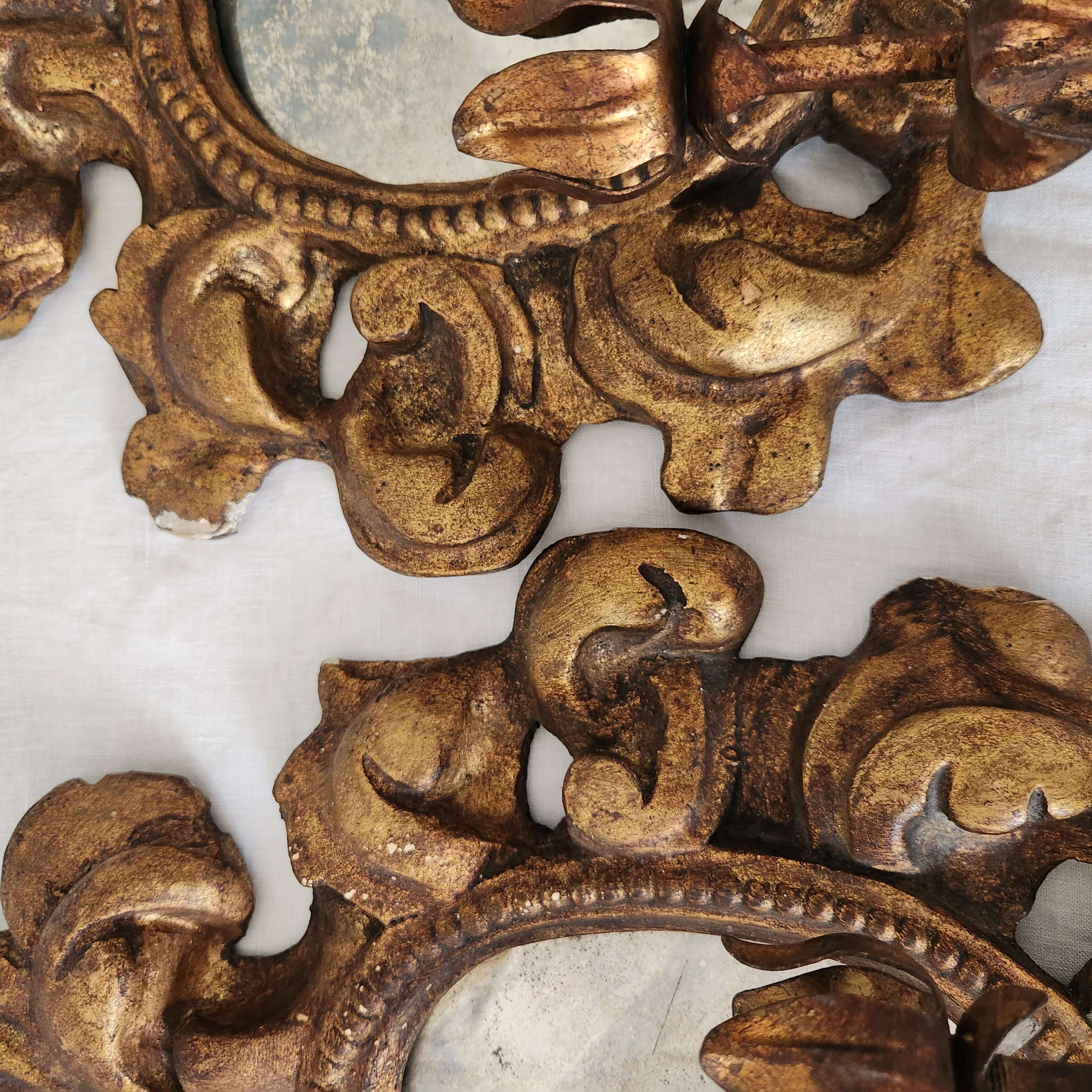 Vintage Belgian Gilded Wooden Candle Sconce