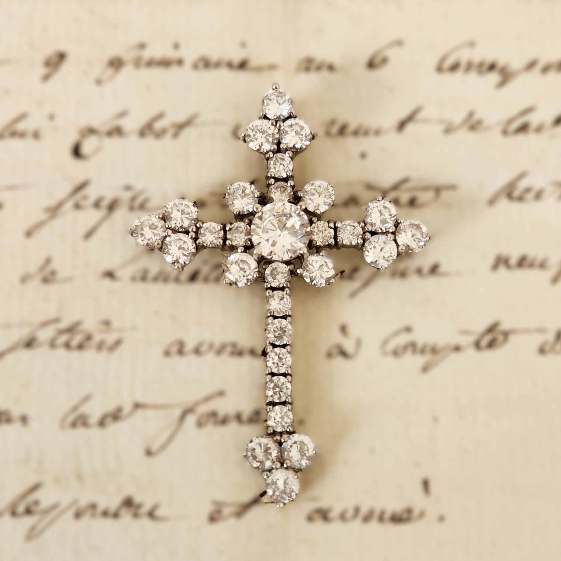 Sterling Silver and Crystal Vintage Cross
