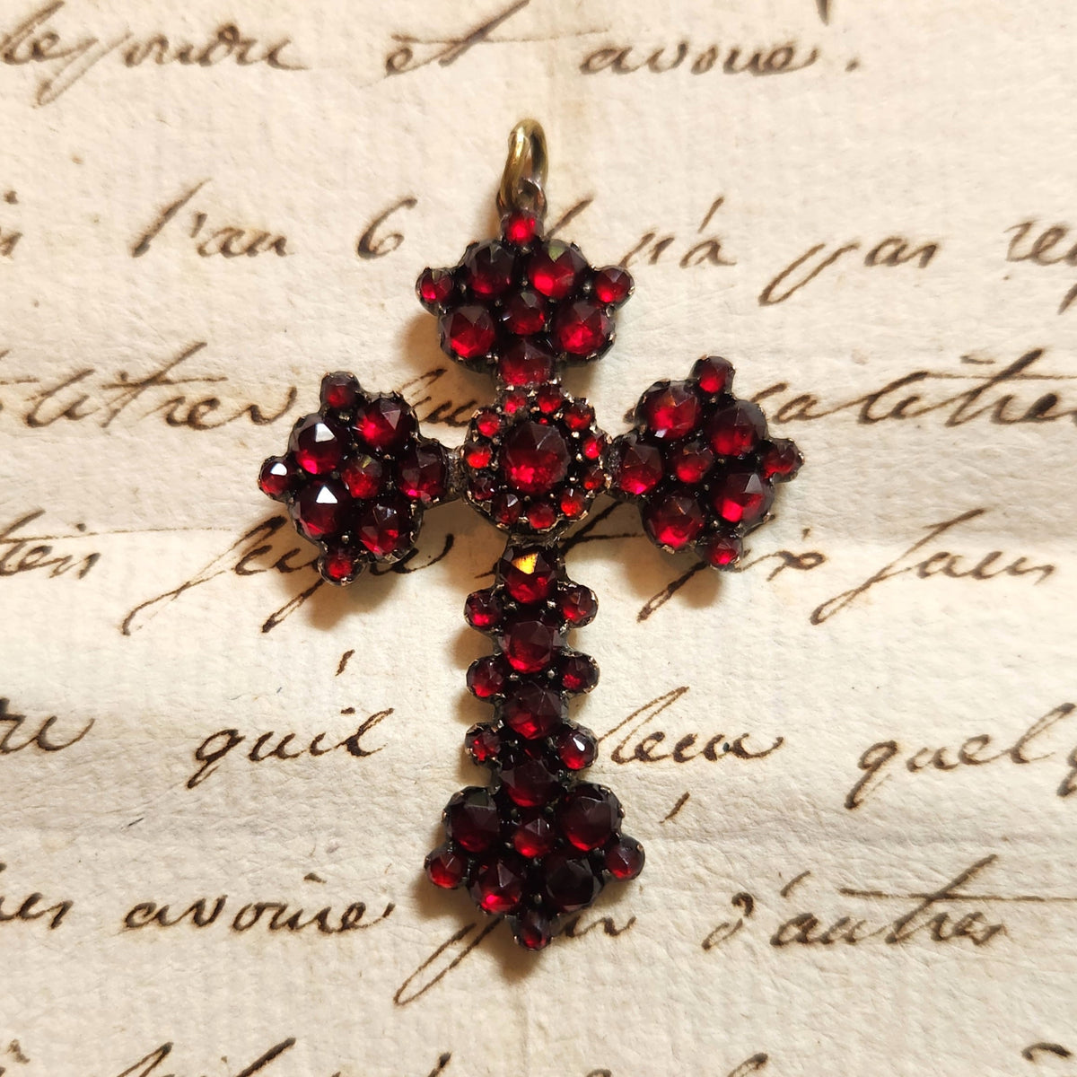 Vintage Garnet Cluster Cross