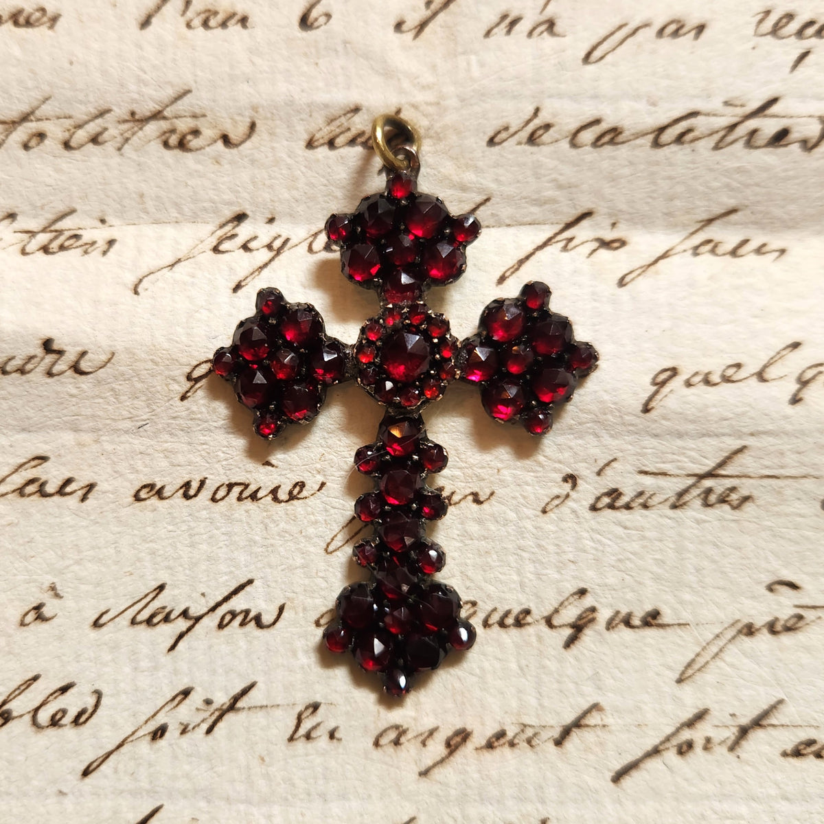 Vintage Garnet Cluster Cross