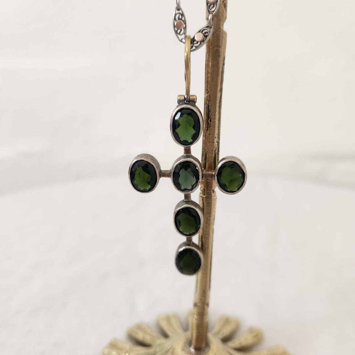 Peridot and Sterling Silver Cross Pendant