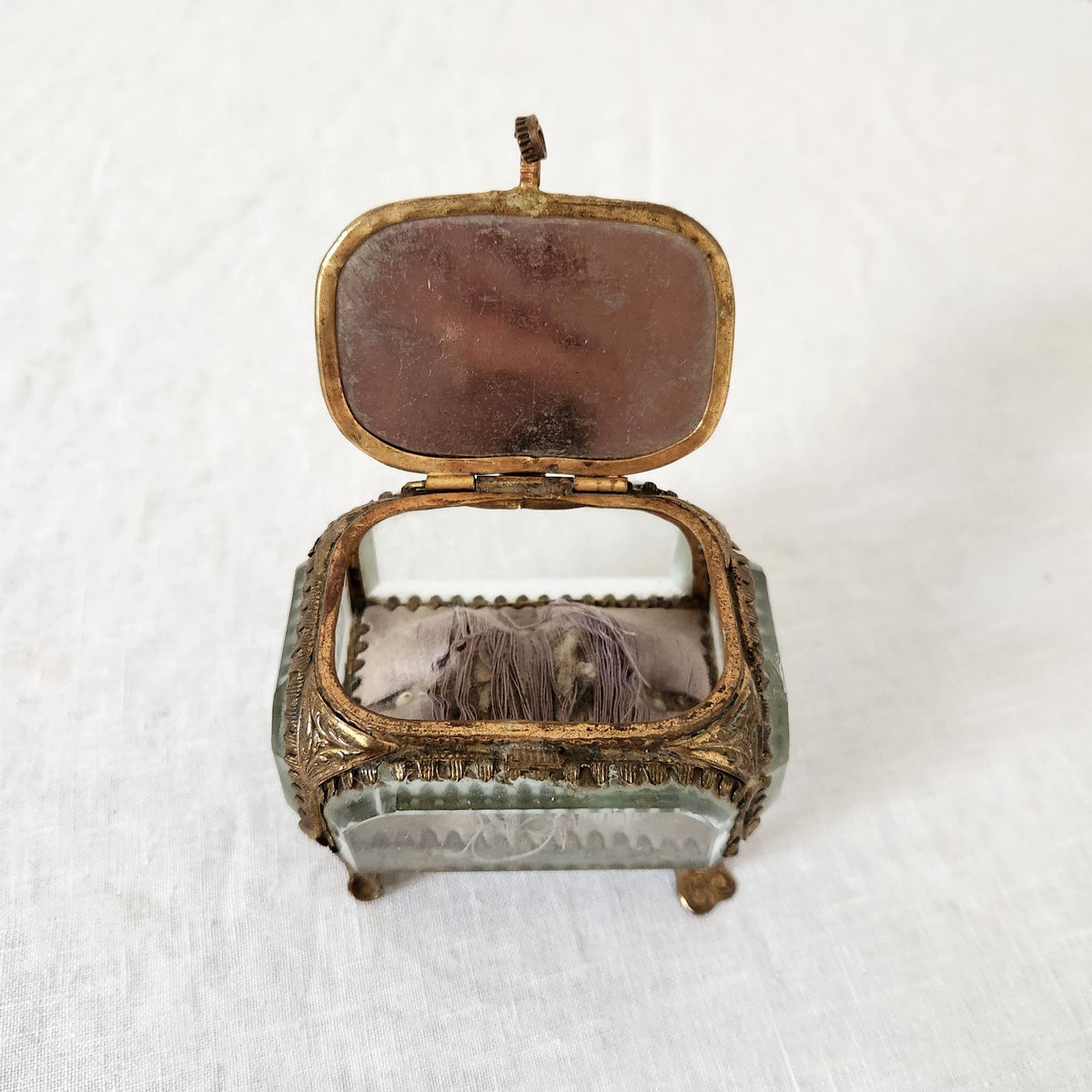 Inside of Antique Napoleon III jewellery box