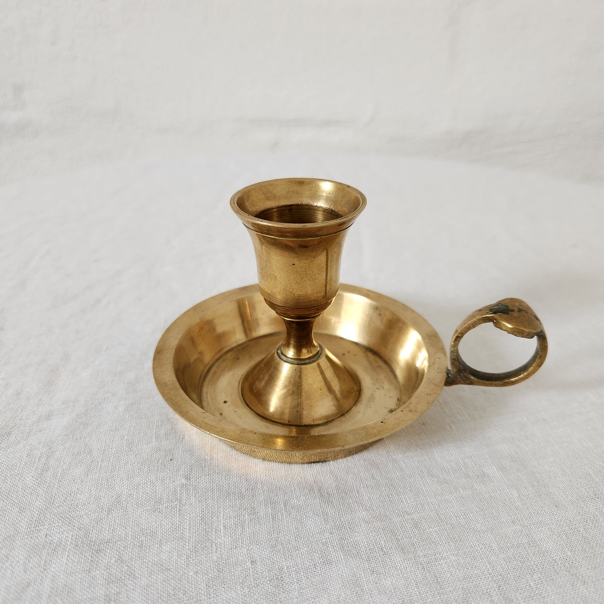 antique French brass chamber candleholder
