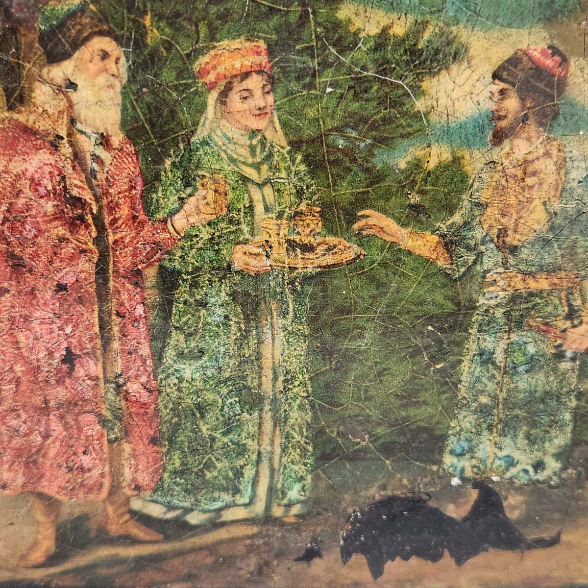 hand painting on Antique lacquered box