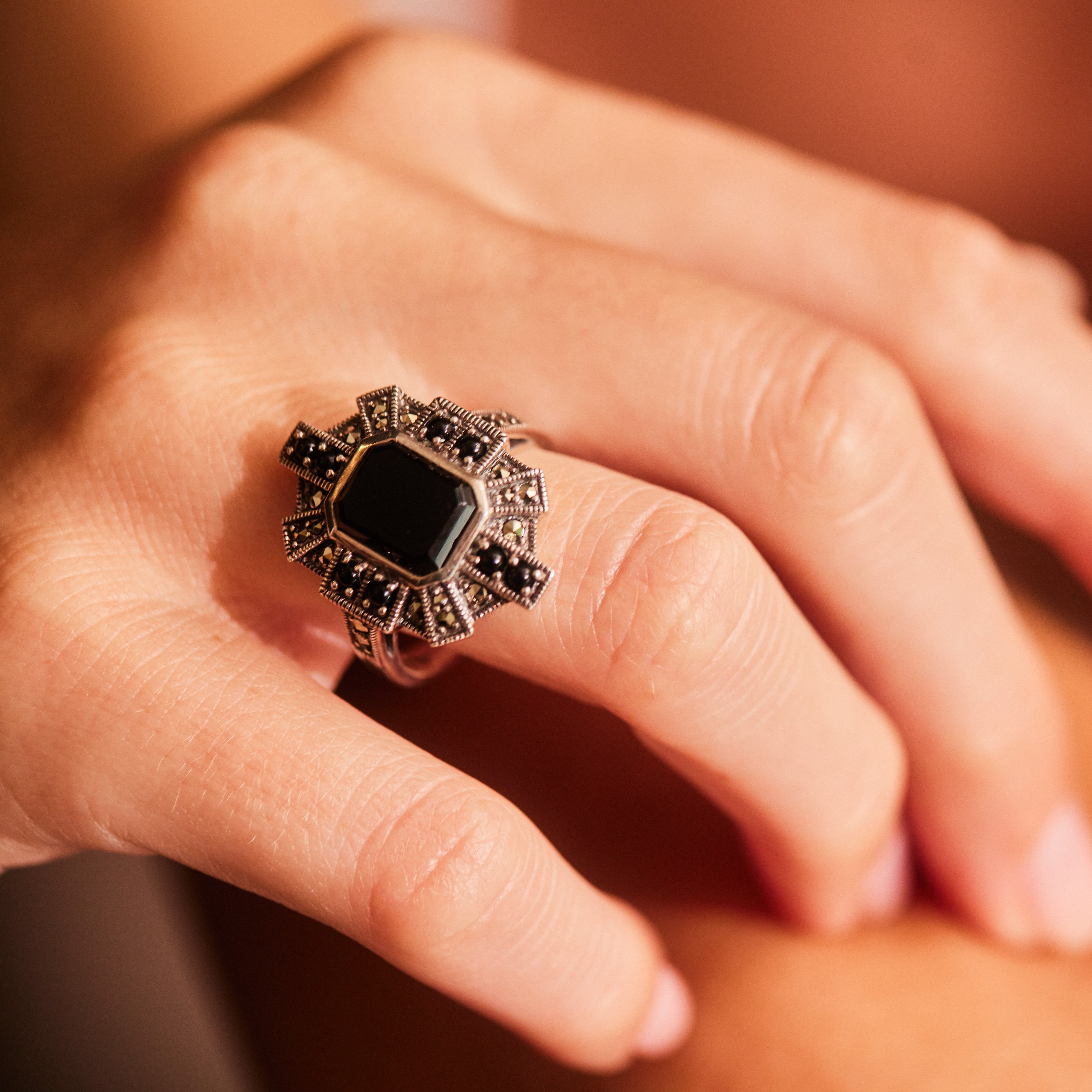 Silver and Onyx Ring