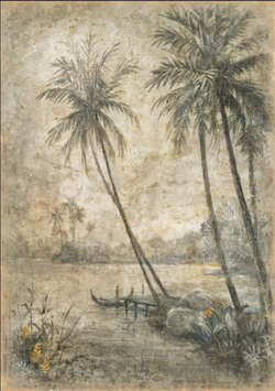 Grey Palms Canvas Print