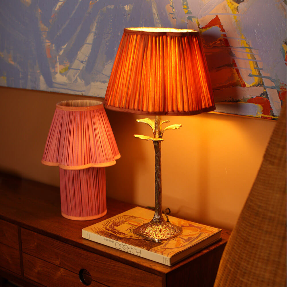 Diya Scalloped Silk Lampshade - Bronze