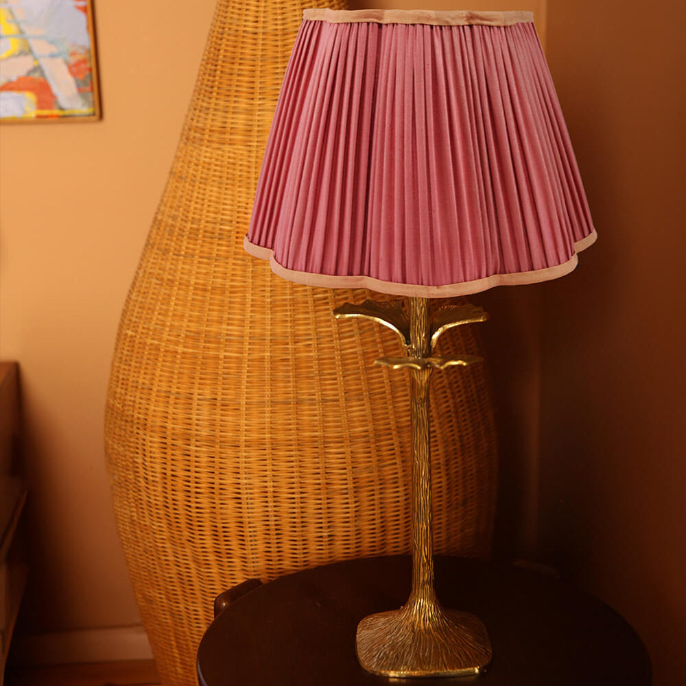 Diya Scalloped Silk Lampshade - Fuchsia