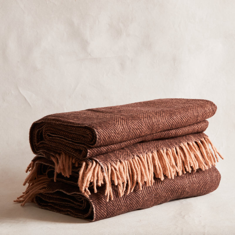 Herringbone Recycled Wool Blanket - Muscat