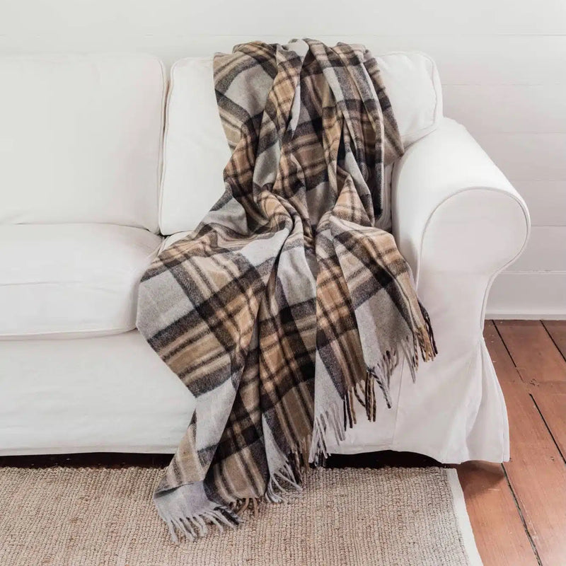Recycled Wool Tartan Blanket - Winter