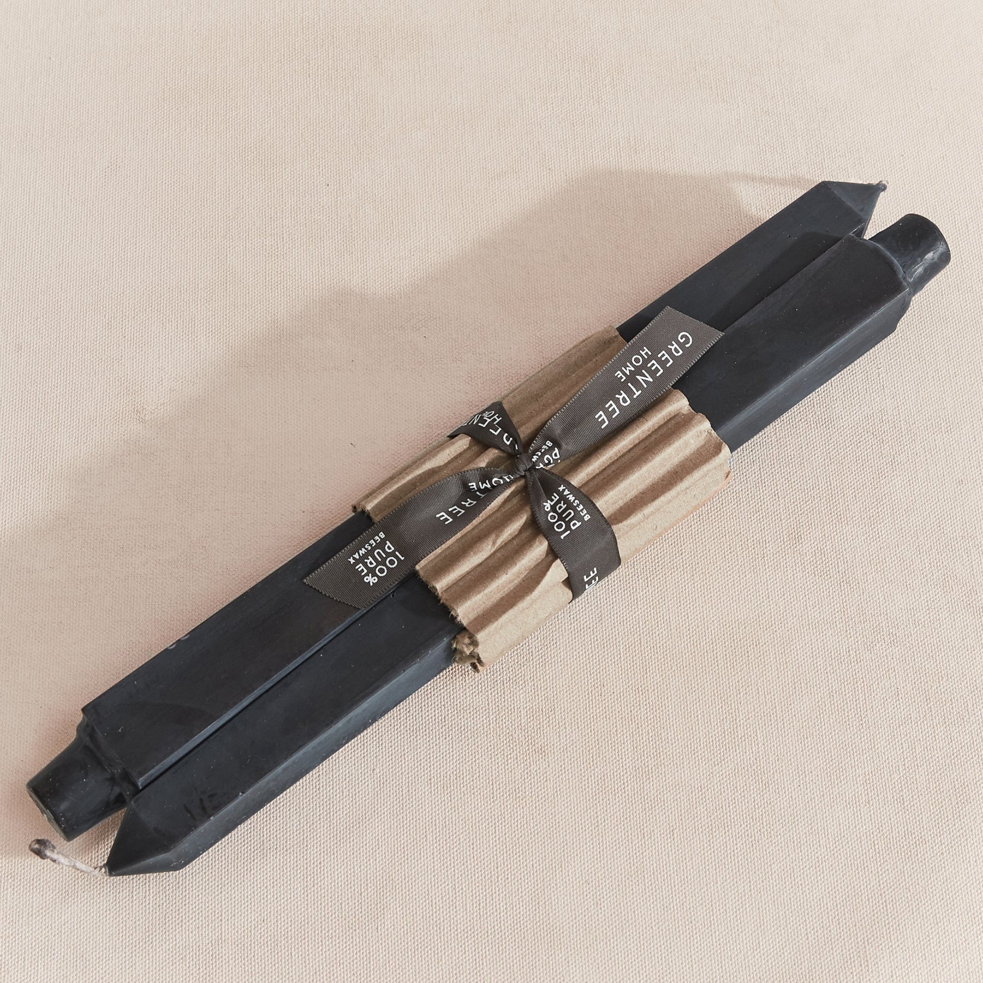 Black beeswax square taper candles