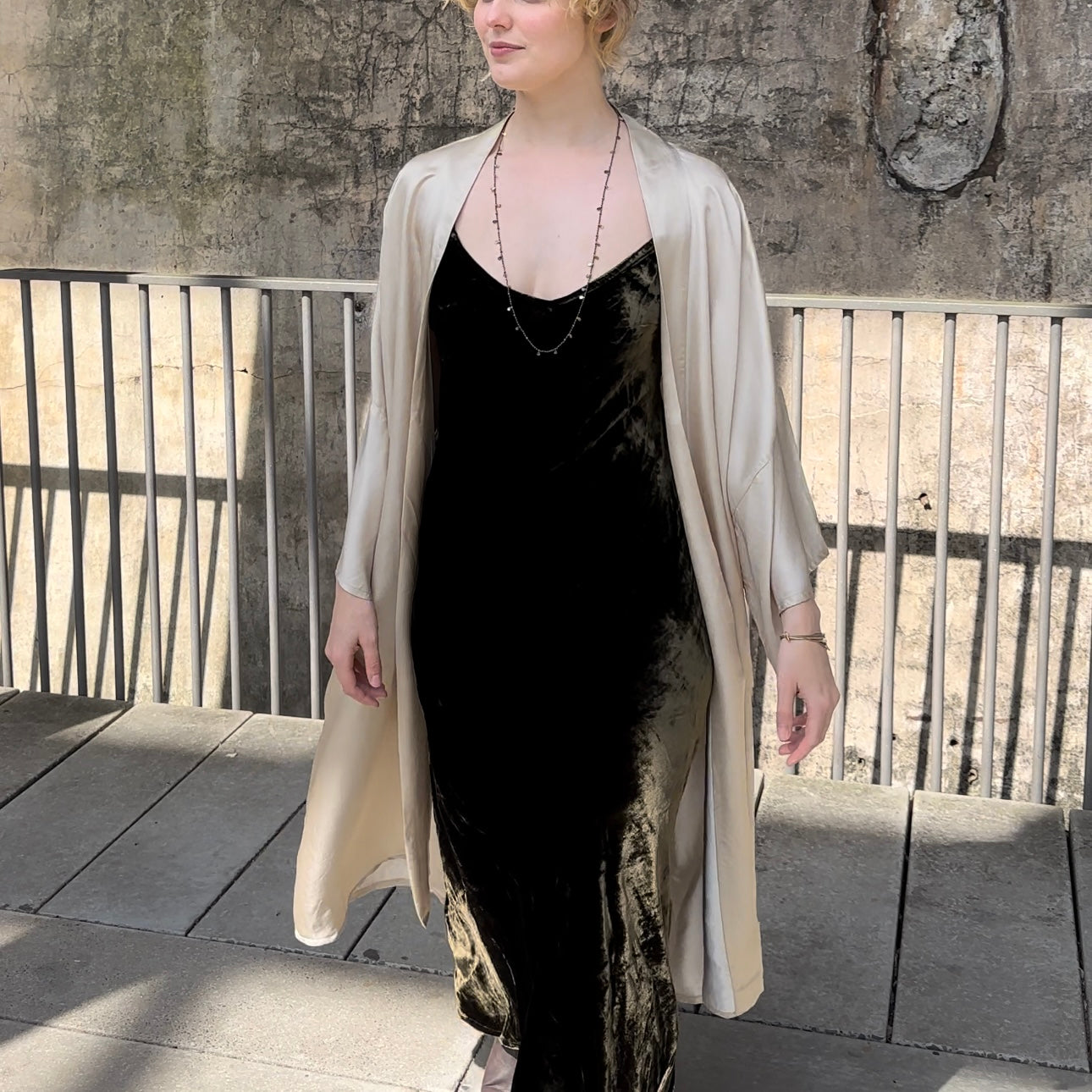 Satin Kimono - Stone