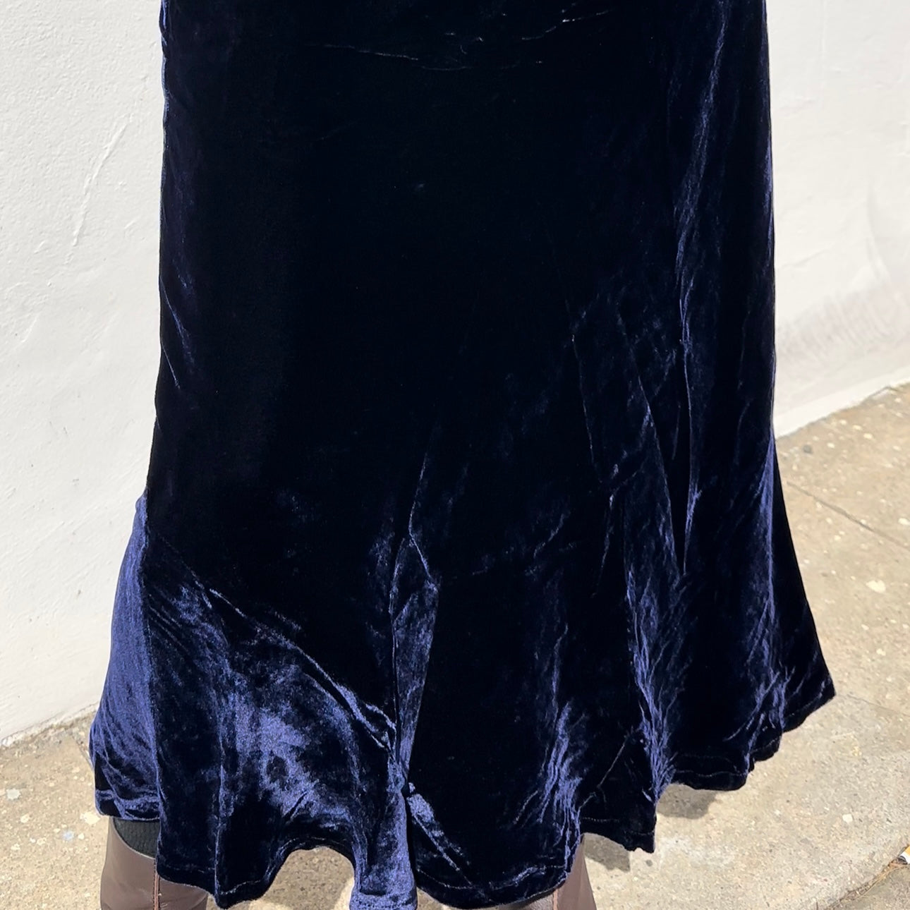 Silk Velvet Slip Dress - Midnight Blue