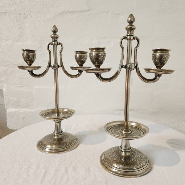 Rare Antique Christofle Silver Plated Adjustable Candelabras