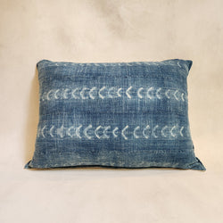 Indigo Mud Cloth Lumbar Cushion - large arrows