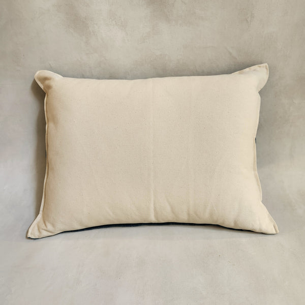 Indigo Mud Cloth Lumbar Cushion - small arrows & circles