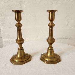 Antique Brass Candlesticks Pair