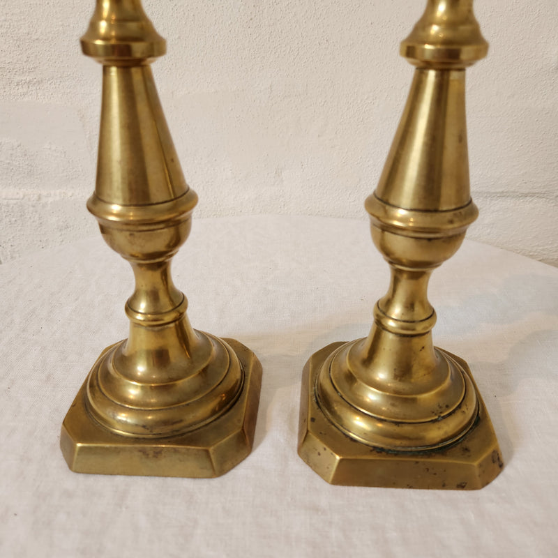 Antique Brass Candlesticks Pair