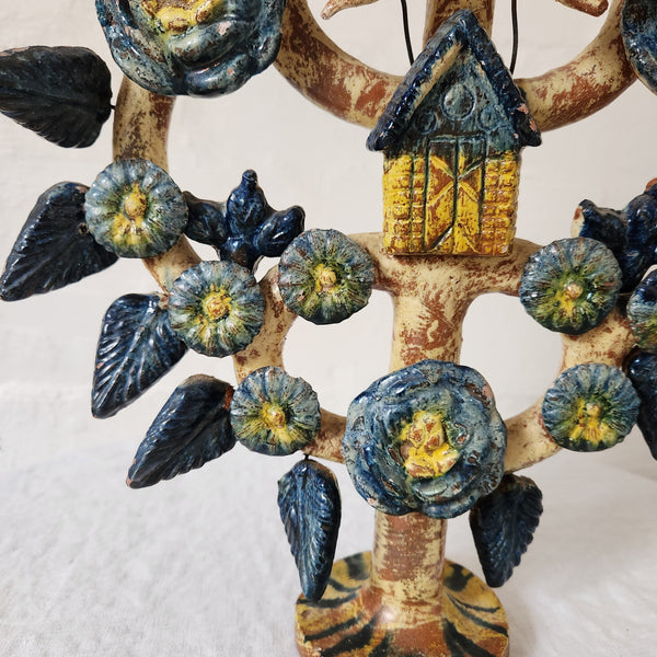 Antique Tree Of Life Candelabra with House
