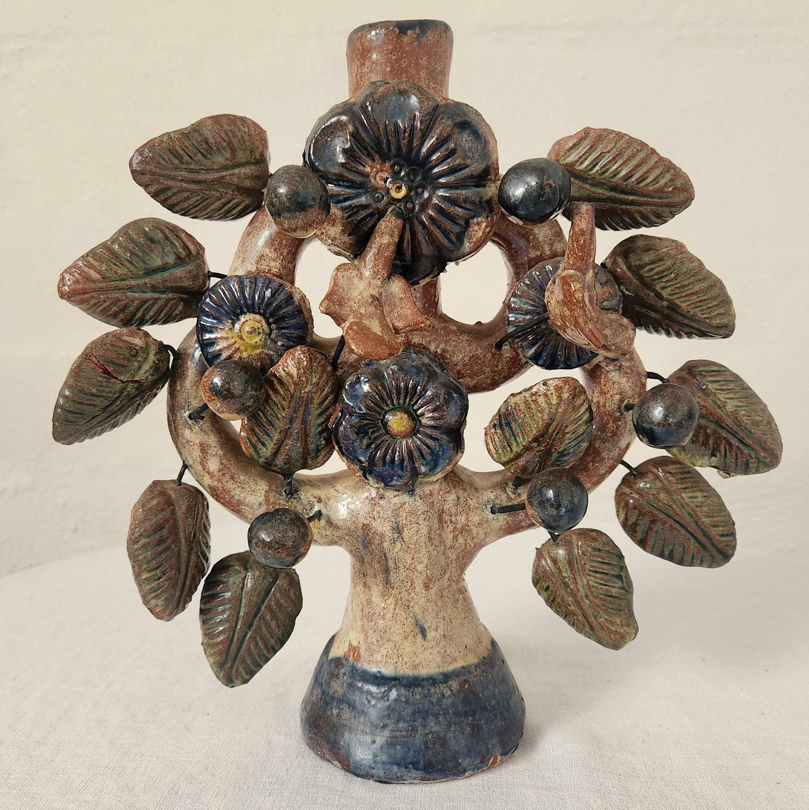Vintage Tree Of Life Candelabra ; Leaves and Flowers