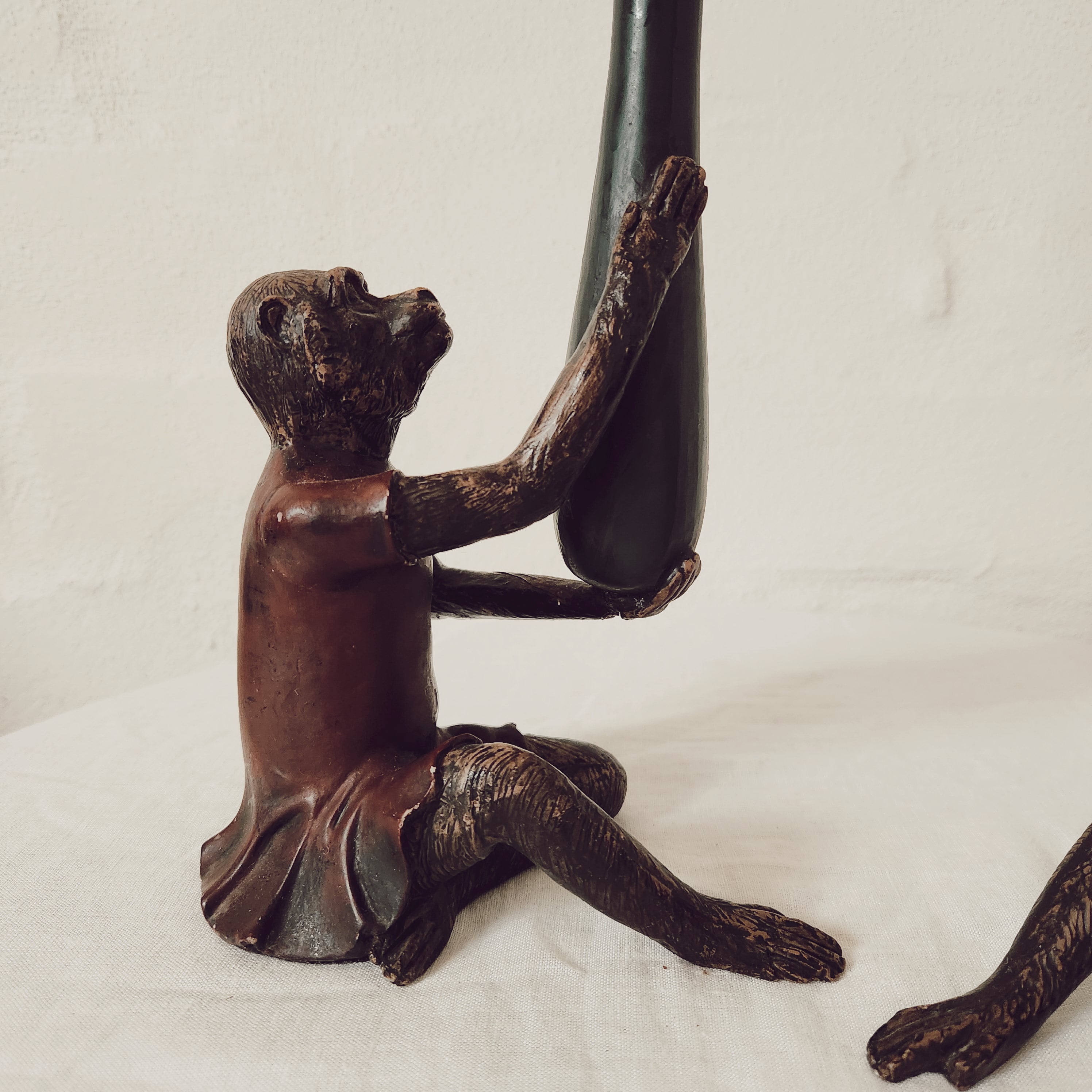 Pair of Hand-painted Monkey Candlesticks