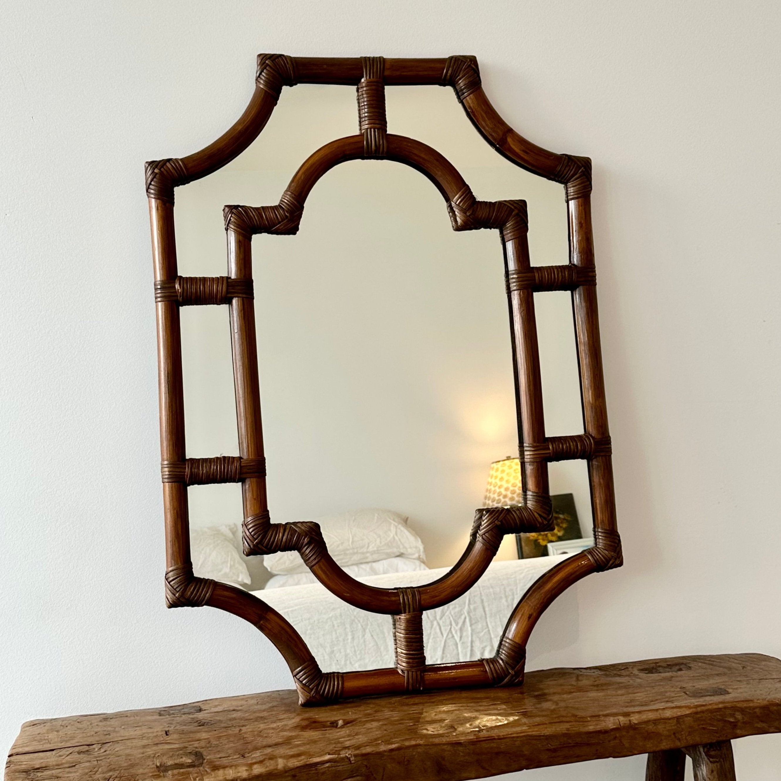 Vintage Pagoda Bamboo Mirror