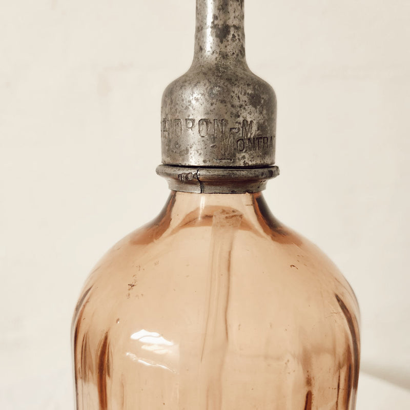 Vintage French Peach Glass Soda Siphon 1937