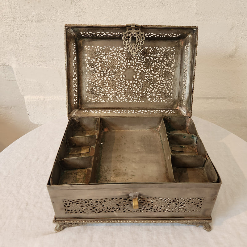 Indian Jali Brass Box with lift out shelf