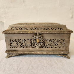 Indian Jali Brass Box with lift out shelf