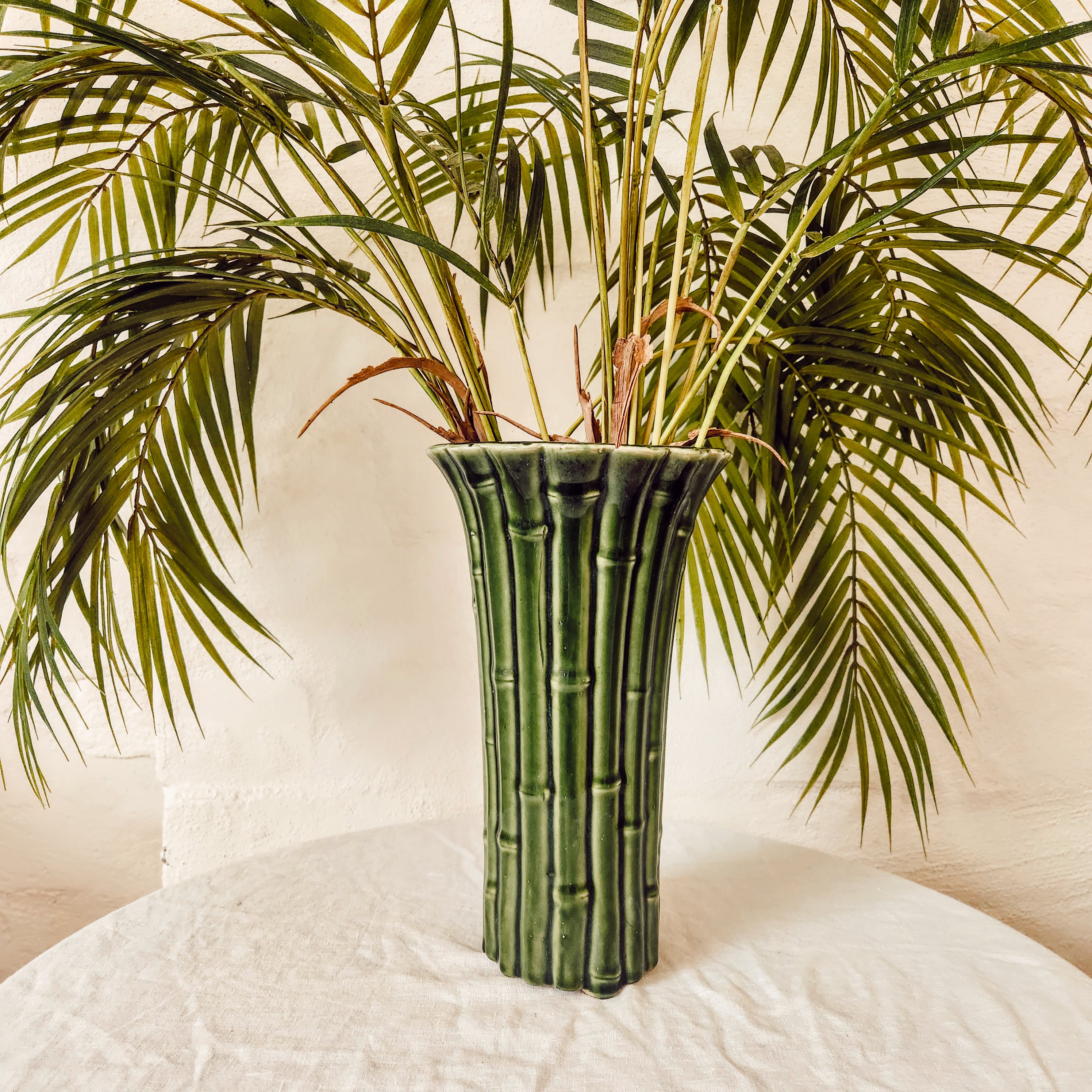Vintage inspired green bamboo vase