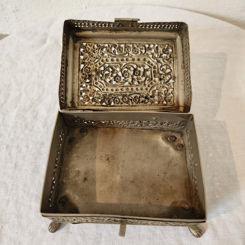 Vintage Indian Jali Brass Box Small