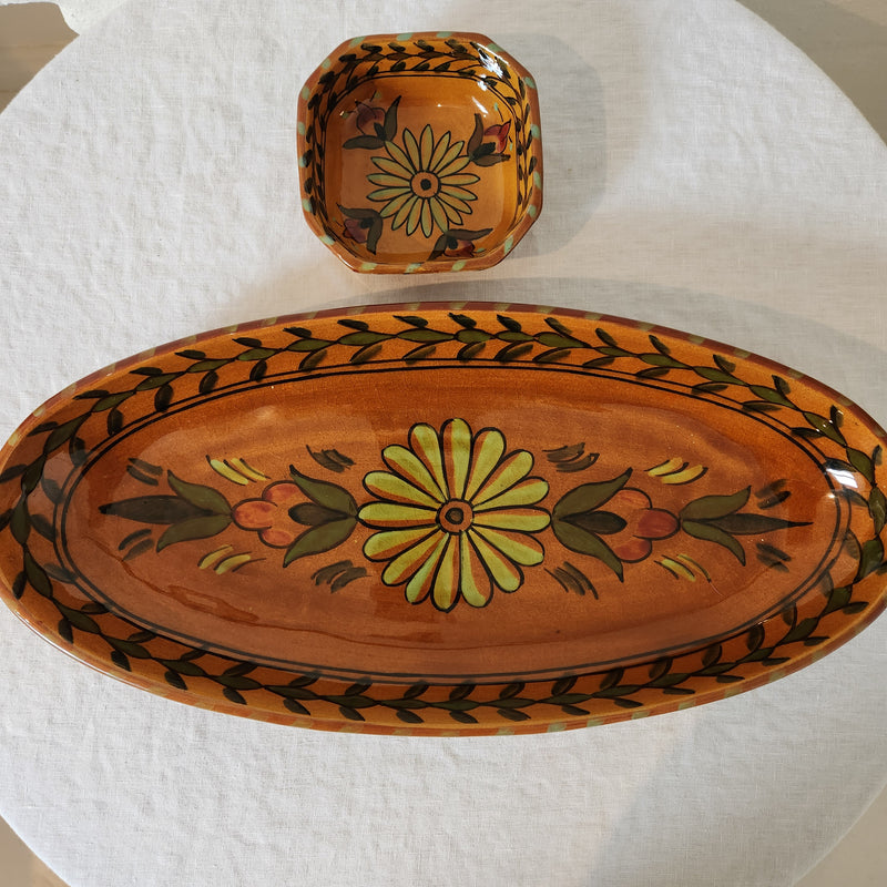 Tunisian Ceramic Oval Plate and Bowl